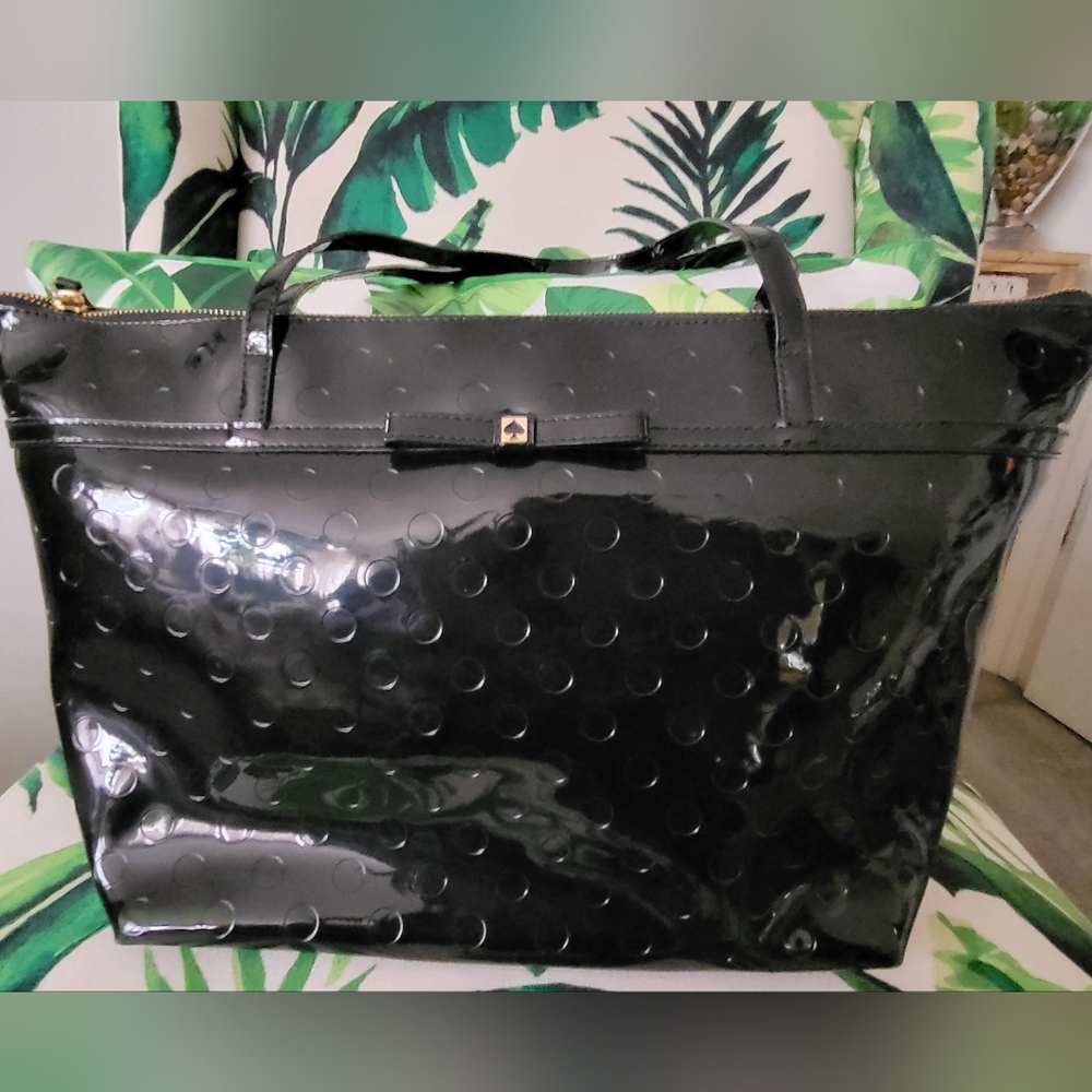 Kate Spade Black Patent Leather Sophie Camellia Street Tote Bag